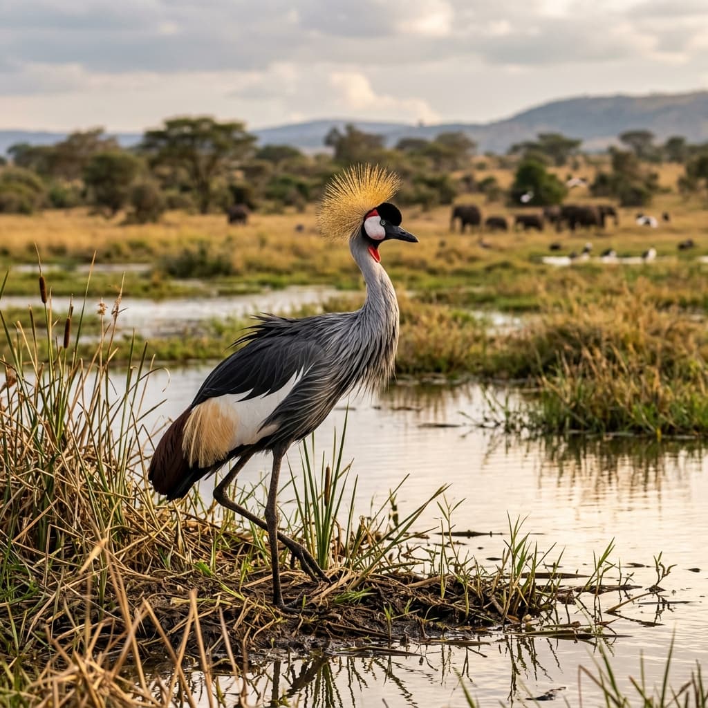 Illustration of Grey Crowned Crane
