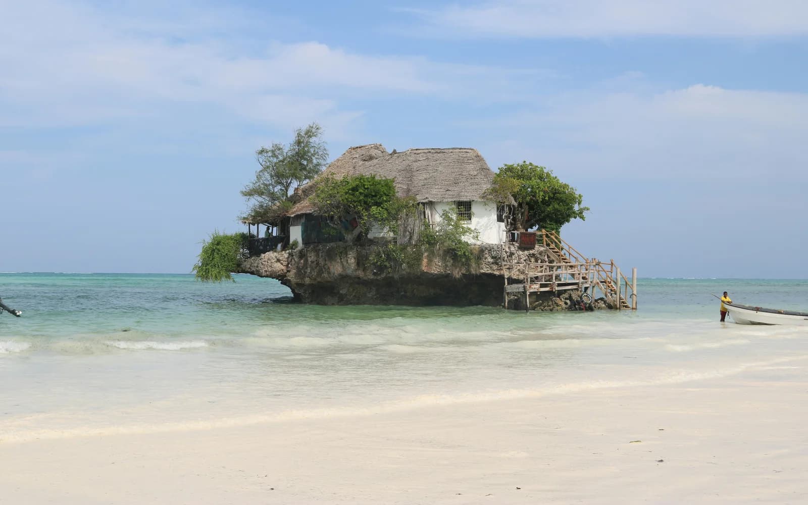 The Rock restaurant on a coastal rock in Zanzibar